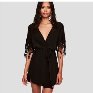 Stone Cold Fox 100% Silk Lace Robe Black Dress- One Size